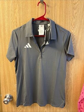 adidas Gray Polo with White Logo Accents